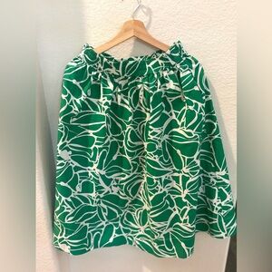 Net BANANA REPUBLIC- Green and White Leaf Print Poplin  Skirt Sz xs